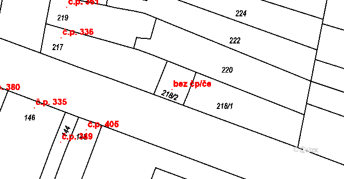 Sokolnice 100538339 na parcele st. 218/2 v KÚ Sokolnice, Katastrální mapa