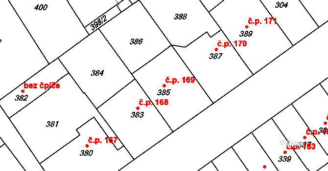 Přerov IV-Kozlovice 169, Přerov na parcele st. 385 v KÚ Kozlovice u Přerova, Katastrální mapa