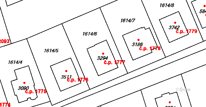 Hranice I-Město 1777, Hranice na parcele st. 3294 v KÚ Hranice, Katastrální mapa