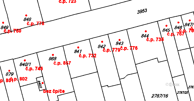 Lipník nad Bečvou I-Město 779, Lipník nad Bečvou na parcele st. 842/1 v KÚ Lipník nad Bečvou, Katastrální mapa