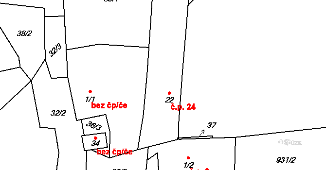 Rankovice 24, Teplá na parcele st. 22 v KÚ Rankovice, Katastrální mapa