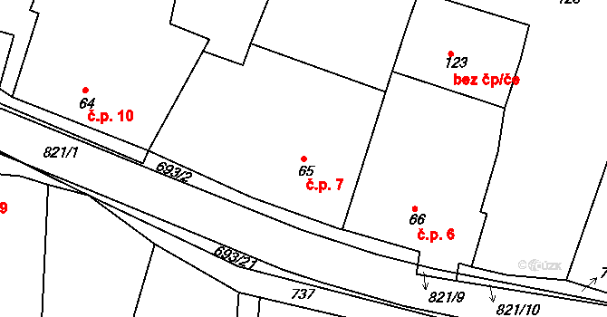 Komárno 7 na parcele st. 65 v KÚ Komárno, Katastrální mapa