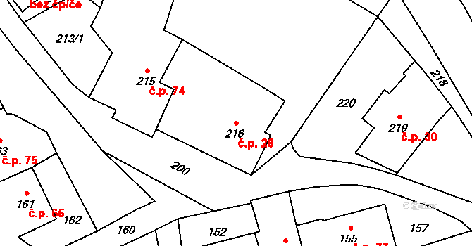 Janovice 28, Rýmařov na parcele st. 216 v KÚ Janovice u Rýmařova, Katastrální mapa