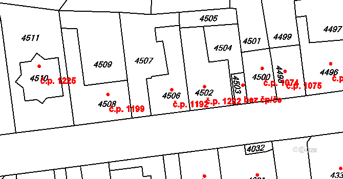 Kročehlavy 1192, Kladno na parcele st. 4506 v KÚ Kročehlavy, Katastrální mapa