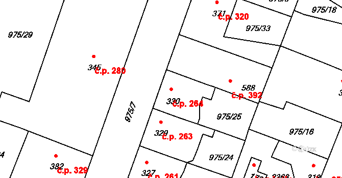 Votice 264 na parcele st. 330 v KÚ Votice, Katastrální mapa