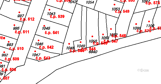 Boskovice 545 na parcele st. 1049 v KÚ Boskovice, Katastrální mapa