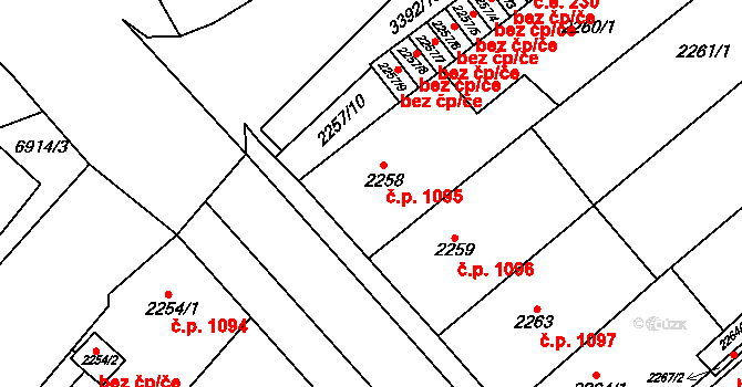 Mikulov 1095 na parcele st. 2258 v KÚ Mikulov na Moravě, Katastrální mapa