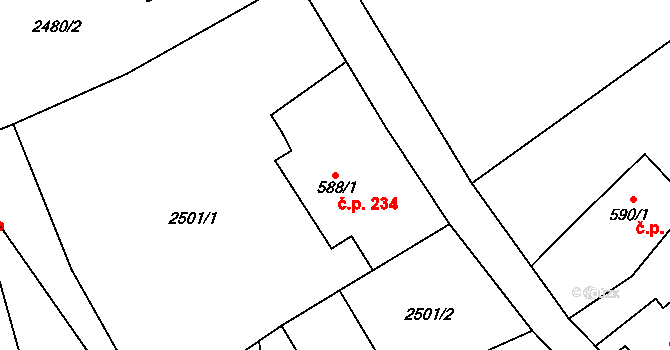 Cvikov II 234, Cvikov na parcele st. 588/1 v KÚ Cvikov, Katastrální mapa