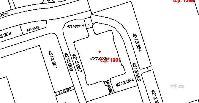 Lutyně 1201, Orlová na parcele st. 4213/285 v KÚ Horní Lutyně, Katastrální mapa