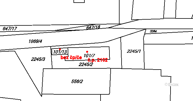 Předměstí 2101, Svitavy na parcele st. 101/7 v KÚ Svitavy-předměstí, Katastrální mapa