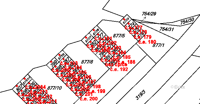 Lesná 190, Brno na parcele st. 784 v KÚ Lesná, Katastrální mapa