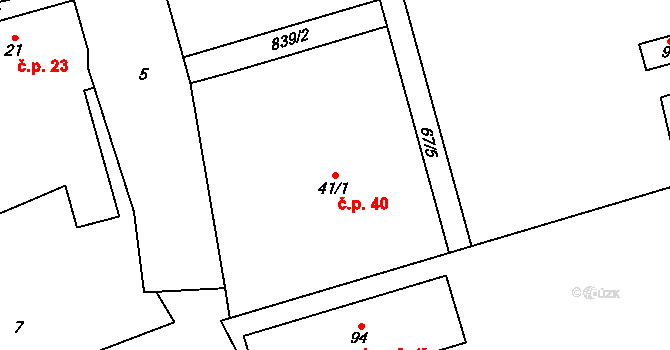 Píšť 40 na parcele st. 41/1 v KÚ Píšť u Humpolce, Katastrální mapa
