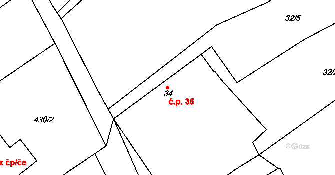 Samšín 35 na parcele st. 34 v KÚ Samšín, Katastrální mapa