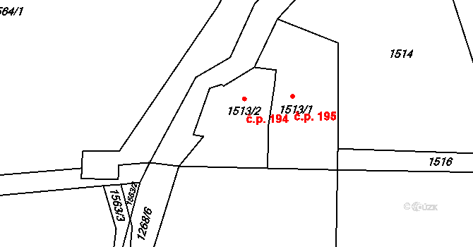 Paskov 194 na parcele st. 1513/2 v KÚ Paskov, Katastrální mapa