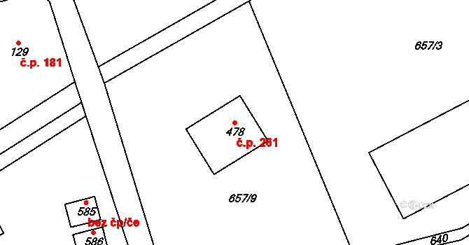 Liběchov 261 na parcele st. 478 v KÚ Liběchov, Katastrální mapa