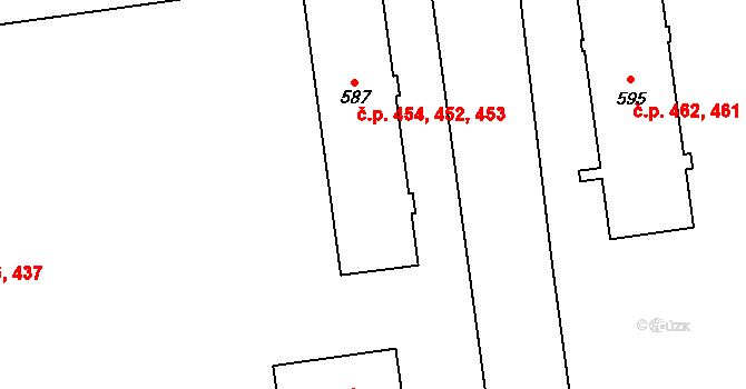 Úšovice 452,453,454, Mariánské Lázně na parcele st. 587 v KÚ Úšovice, Katastrální mapa