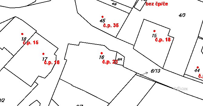 Lipnice 23, Český Rudolec na parcele st. 16 v KÚ Lipnice u Markvarce, Katastrální mapa