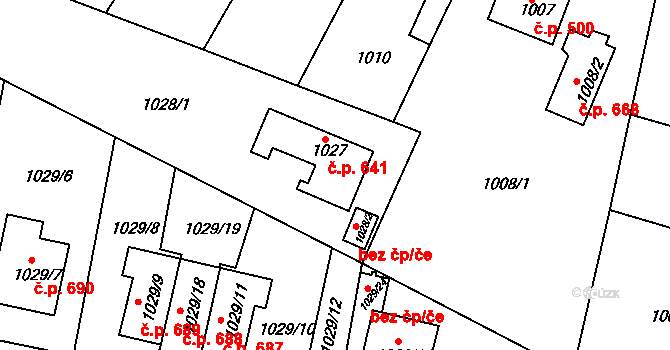 Řepy 641, Praha na parcele st. 1027 v KÚ Řepy, Katastrální mapa