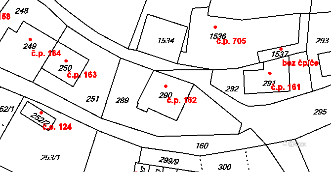 Rumburk 2-Horní Jindřichov 162, Rumburk na parcele st. 290 v KÚ Horní Jindřichov, Katastrální mapa