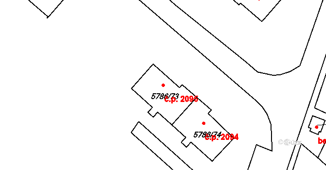 Česká Lípa 2095 na parcele st. 5786/73 v KÚ Česká Lípa, Katastrální mapa