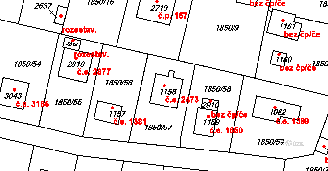 Valcha 2473, Plzeň na parcele st. 1158 v KÚ Valcha, Katastrální mapa