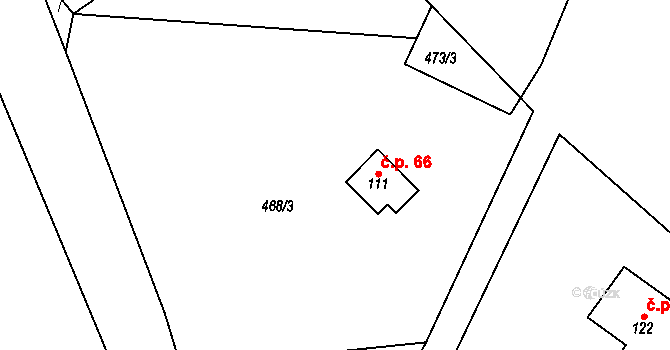 Chlum 66, Hořice na parcele st. 111 v KÚ Chlum u Hořic, Katastrální mapa