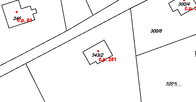 Rybniště 251 na parcele st. 343/2 v KÚ Rybniště, Katastrální mapa