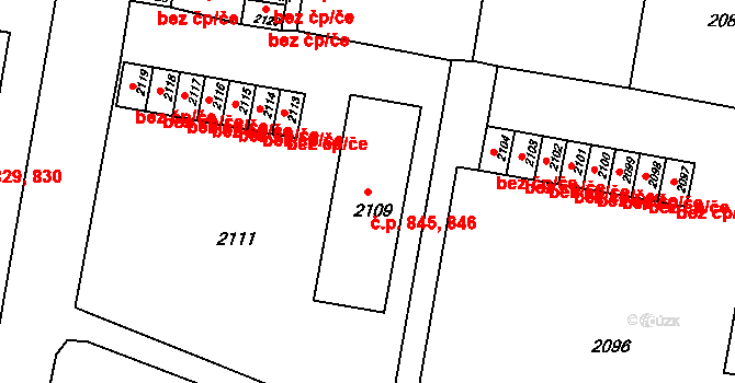 Bruntál 845,846 na parcele st. 2109 v KÚ Bruntál-město, Katastrální mapa