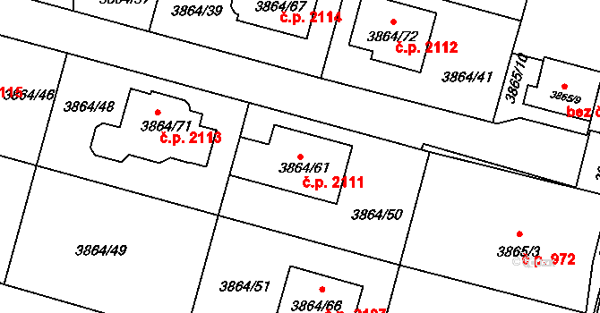 Předměstí 2111, Litoměřice na parcele st. 3864/61 v KÚ Litoměřice, Katastrální mapa