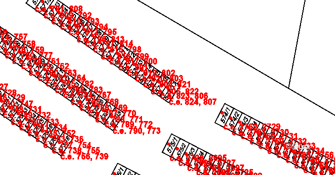 Příluky 807,824, Zlín na parcele st. 571/17 v KÚ Příluky u Zlína, Katastrální mapa
