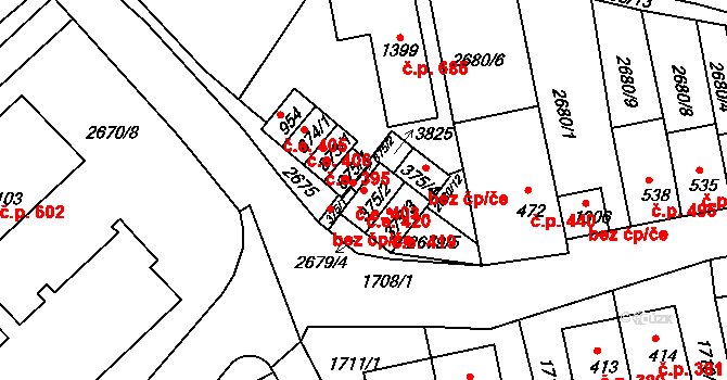 Krupka 420 na parcele st. 375/2 v KÚ Krupka, Katastrální mapa