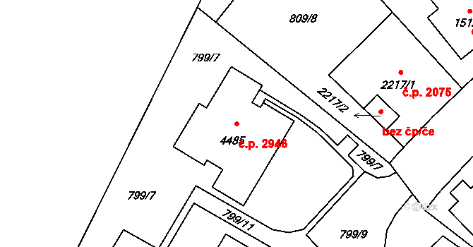 Zábřeh 2946, Ostrava na parcele st. 4485 v KÚ Zábřeh nad Odrou, Katastrální mapa