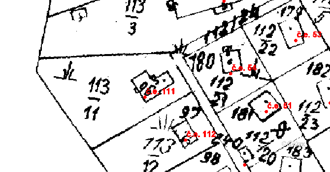 Tři Studně 111 na parcele st. 475 v KÚ Tři Studně, Katastrální mapa