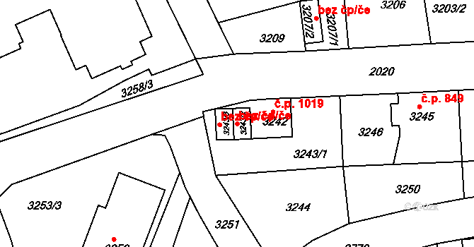 Sokolov 44377339 na parcele st. 3243/2 v KÚ Sokolov, Katastrální mapa