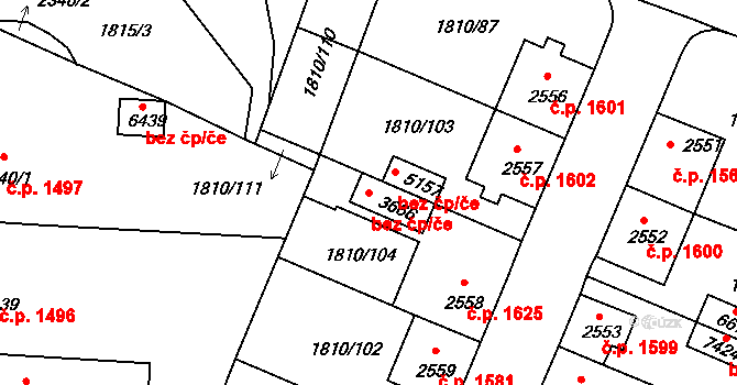 Písek 46217339 na parcele st. 3666 v KÚ Písek, Katastrální mapa
