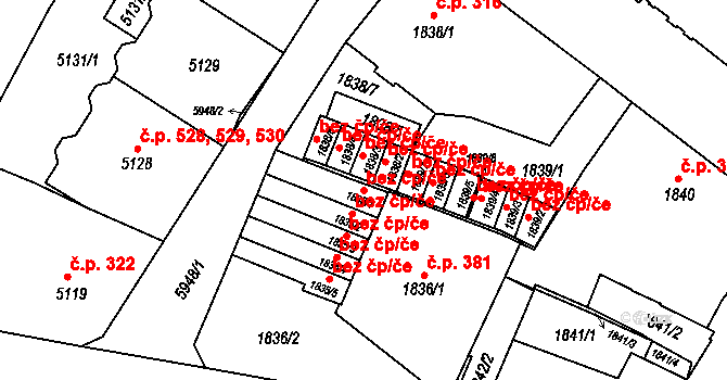 Liberec 47299339 na parcele st. 1835/1 v KÚ Liberec, Katastrální mapa