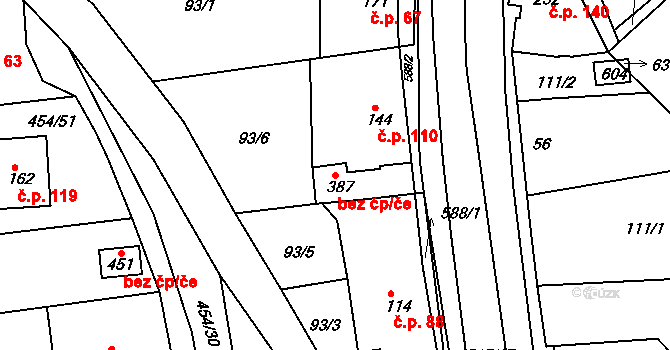 Horní Maršov 50029339 na parcele st. 387 v KÚ Horní Maršov, Katastrální mapa