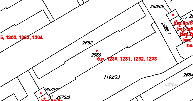 Beroun-Město 1230,1231,1232,1233, Beroun na parcele st. 2569 v KÚ Beroun, Katastrální mapa