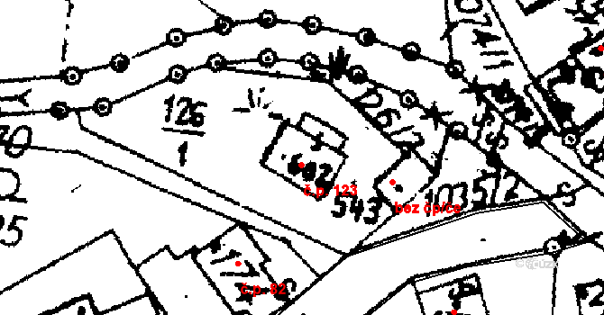 Pecka 123 na parcele st. 602 v KÚ Pecka, Katastrální mapa