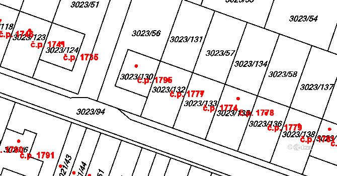 Mikulov 1777 na parcele st. 3023/132 v KÚ Mikulov na Moravě, Katastrální mapa