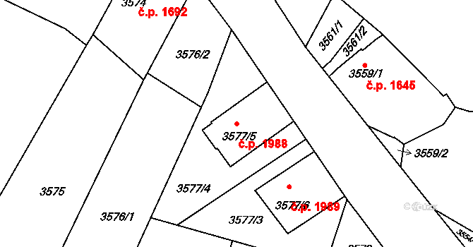 Zábřeh 1988 na parcele st. 3577/5 v KÚ Zábřeh na Moravě, Katastrální mapa