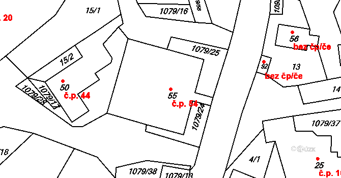 Metánov 54, Častrov na parcele st. 55 v KÚ Metánov, Katastrální mapa