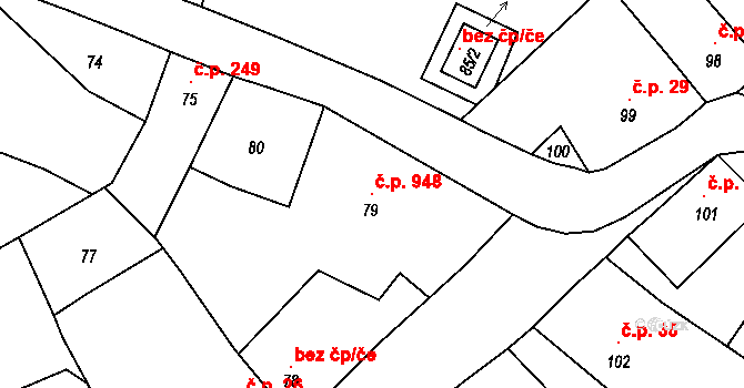 Uhlířské Janovice 948 na parcele st. 79 v KÚ Uhlířské Janovice, Katastrální mapa