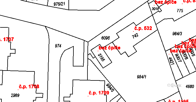 Rožnov pod Radhoštěm 102577340 na parcele st. 5195 v KÚ Rožnov pod Radhoštěm, Katastrální mapa