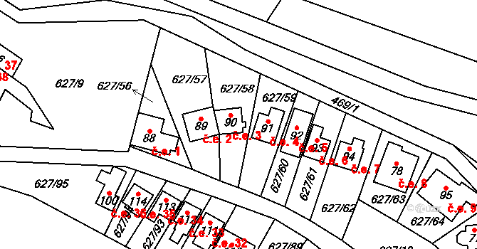 Křenůvky 3, Myslejovice na parcele st. 90 v KÚ Křenůvky, Katastrální mapa