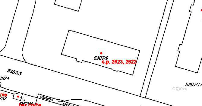 Přerov I-Město 2622,2623, Přerov na parcele st. 5307/9 v KÚ Přerov, Katastrální mapa