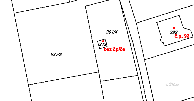 Zavadilka 1, Jizbice na parcele st. 212 v KÚ Jizbice u Nymburka, Katastrální mapa