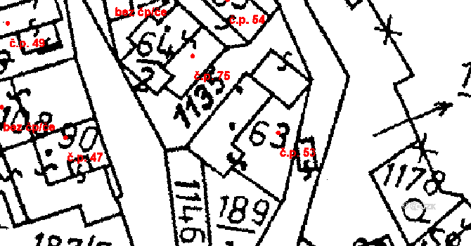 Klucké Chvalovice 53, Zbýšov na parcele st. 63 v KÚ Klucké Chvalovice, Katastrální mapa
