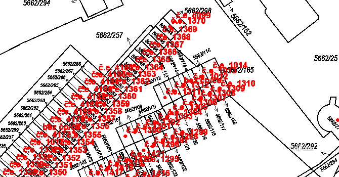 Jihlava 1312 na parcele st. 5662/113 v KÚ Jihlava, Katastrální mapa