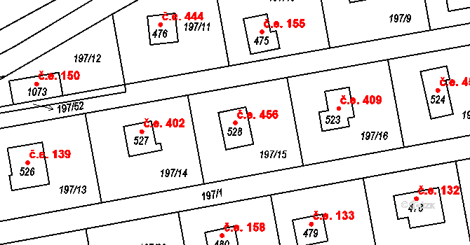Kamenný Přívoz 456 na parcele st. 528 v KÚ Kamenný Přívoz, Katastrální mapa